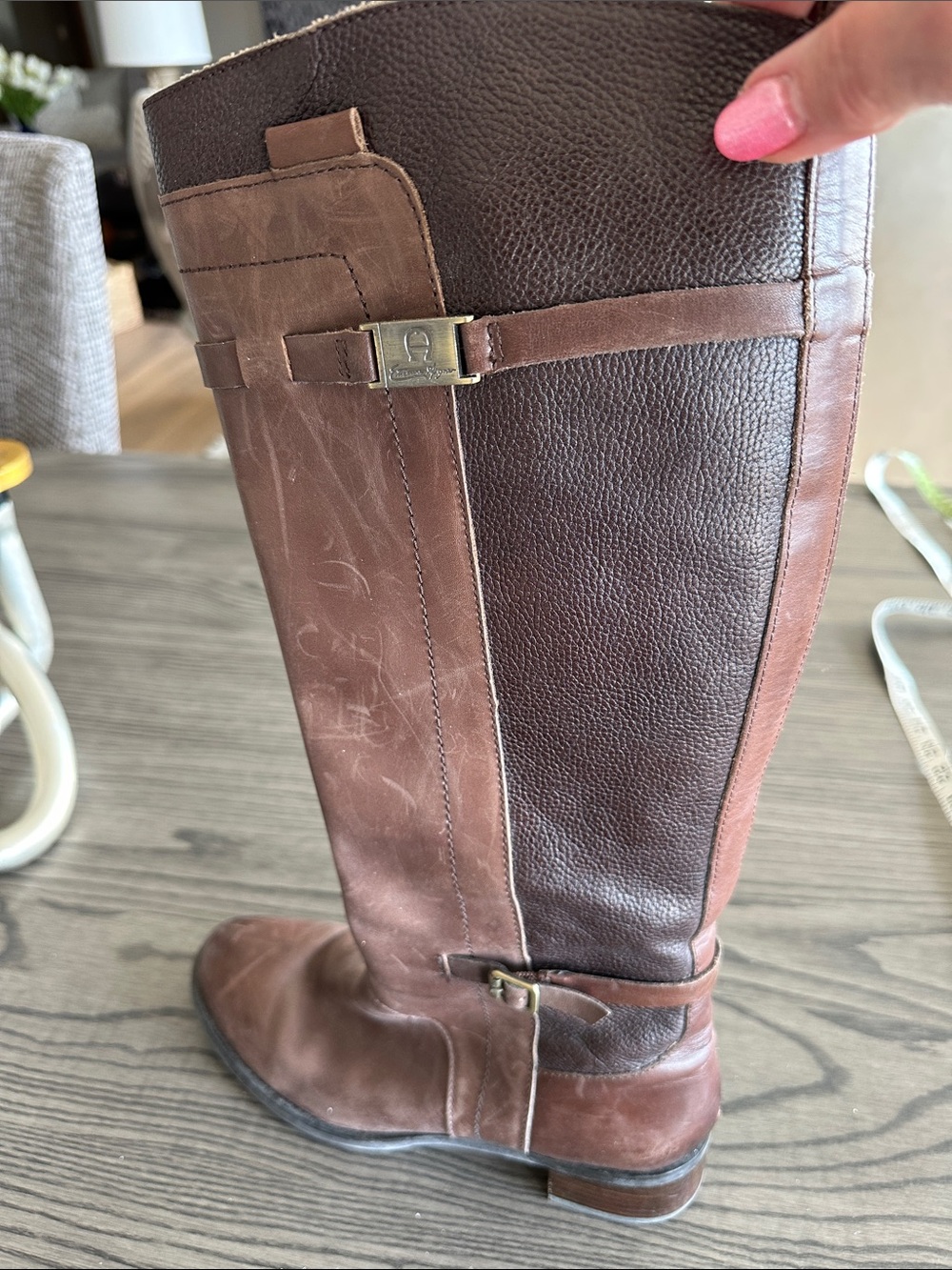 Etienne Aigner Brown Leather Knee-High Heeled Boots